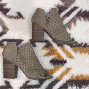Soda Booties - Tan Perforated w block heels
